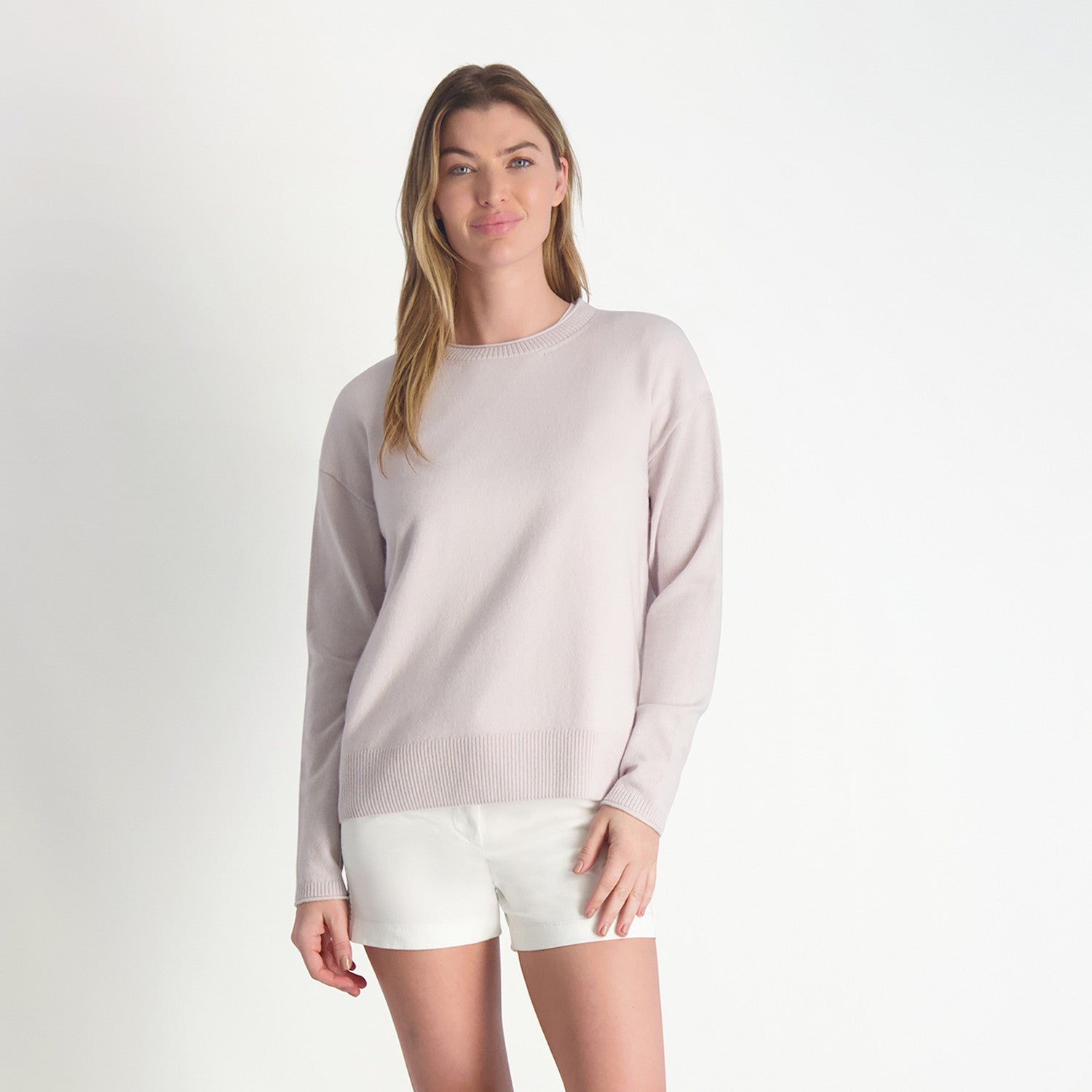 Whitney Cashmere Crew - WHITE SMOKE