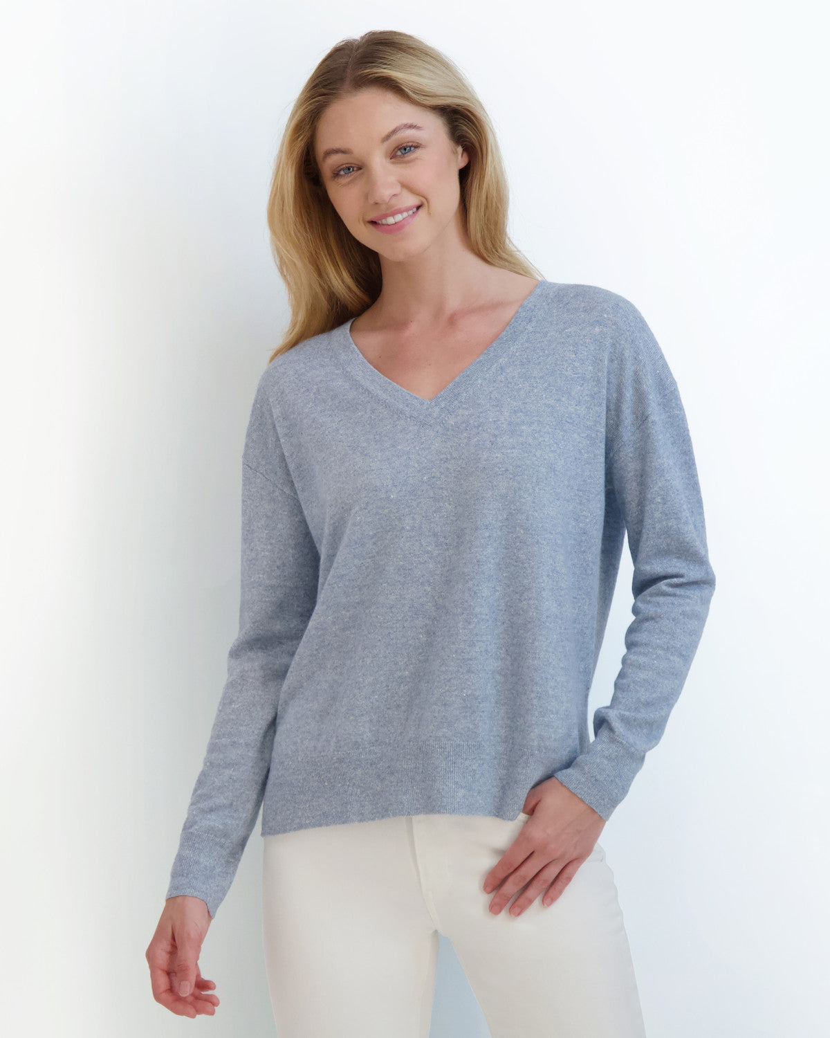 MAE CASHMERE LINEN V-NECK - VINTAGE