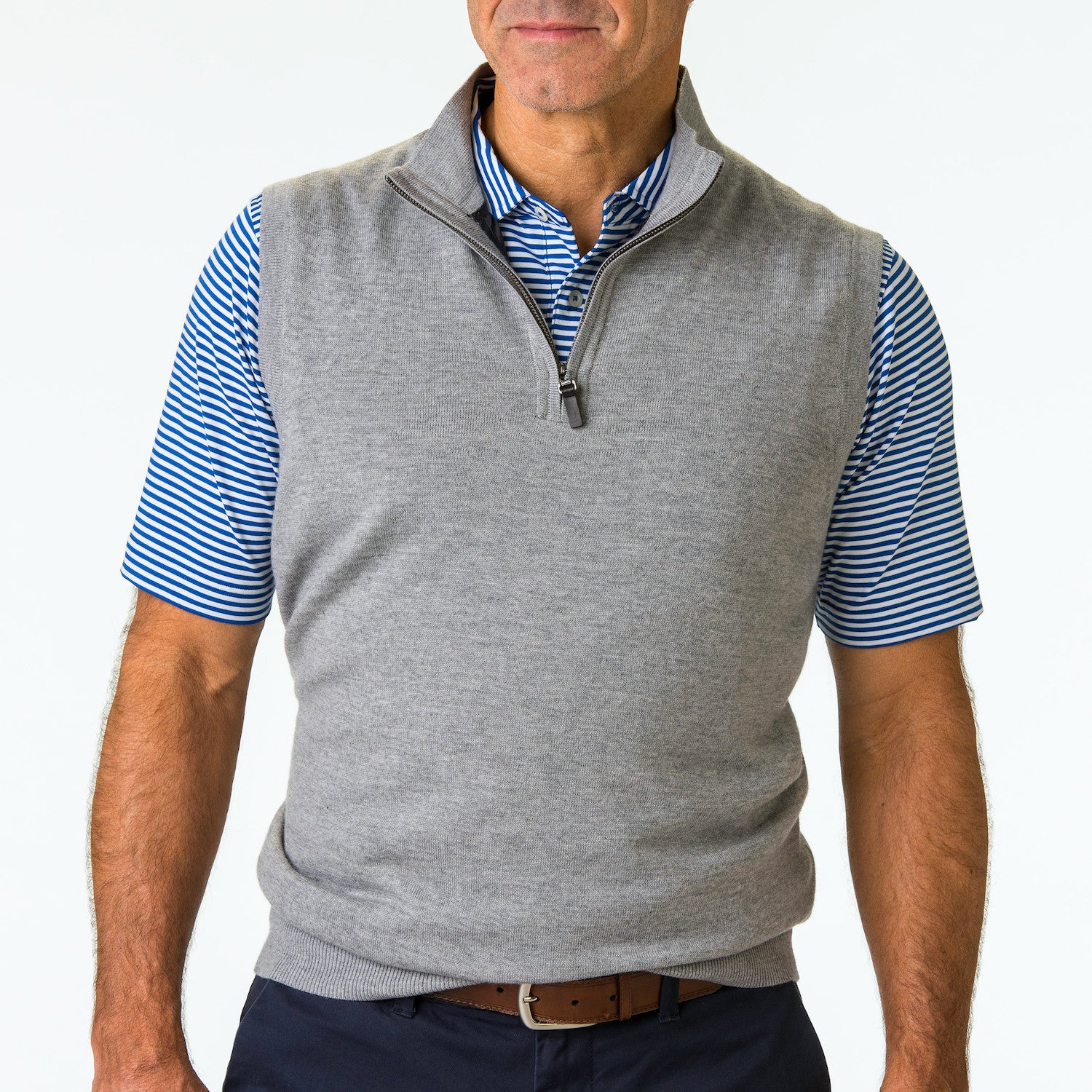 Baruffa Merino 1 4 vest - LIGHT CHARCOAL